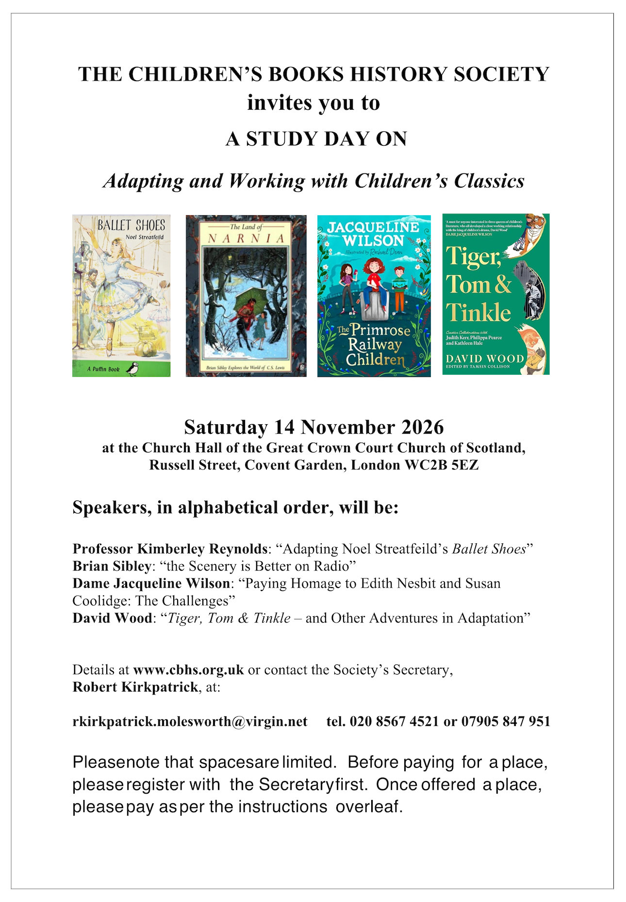 THE CHILDREN’S BOOKS HISTORY SOCIETY invites you to A STUDY DAY